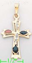 14K Gold Italian Cross Charm Pendant