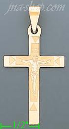 14K Gold Crucifix Italian Cross Charm Pendant