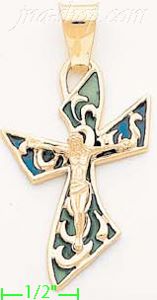 14K Gold Crucifix Italian Cross Charm Pendant