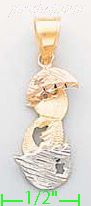 14K Gold Chick Hatching from Egg 3Color Dia-Cut Charm Pendant