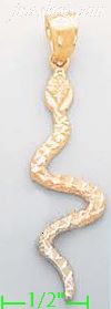 14K Gold Snake 3Color Dia-Cut Charm Pendant