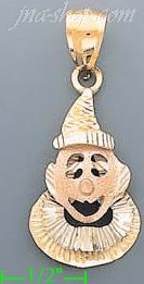 14K Gold Clown 3Color Dia-Cut Charm Pendant