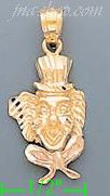 14K Gold Clown 3Color Dia-Cut Charm Pendant