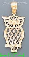 14K Gold Eared Owl 3Color Dia-Cut Charm Pendant