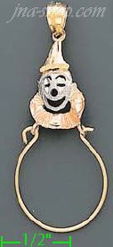 14K Gold Clown Charm Holder 3Color Dia-Cut Charm Pendant