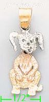 14K Gold Dog 3Color Dia-Cut Charm Pendant