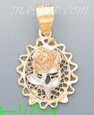 14K Gold Rose 3Color Dia-Cut Charm Pendant