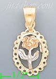 14K Gold Rose 3Color Dia-Cut Charm Pendant