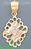 14K Gold Flower 3Color Dia-Cut Charm Pendant