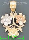 14K Gold Flowers 3Color Dia-Cut Charm Pendant