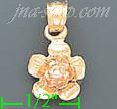 14K Gold Flower 3Color Dia-Cut Charm Pendant