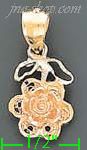 14K Gold Rose 3Color Dia-Cut Charm Pendant