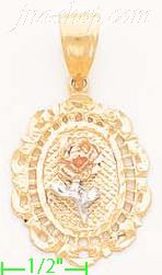 14K Gold Rose 3Color Dia-Cut Charm Pendant
