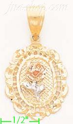 14K Gold Rose 3Color Dia-Cut Charm Pendant