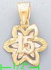 14K Gold 15 Años 3Color Dia-Cut Charm Pendant