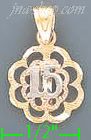 14K Gold 15 Años Four-Leaf Clover 3Color Dia-Cut Charm Pendant