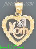 14K Gold #1 Mom Heart 3Color Dia-Cut Charm Pendant
