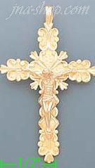 14K Gold Crucifix Cross 3Color Dia-Cut Charm Pendant