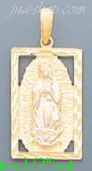 14K Gold Virgin of Guadalupe on Rectagular Frame 3Color Dia-Cut