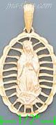 14K Gold Virgin of Guadalupe on Oval Frame 3Color Dia-Cut Charm