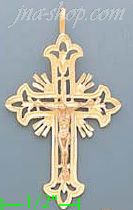 14K Gold Crucifix Cross 3Color Dia-Cut Charm Pendant