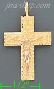 14K Gold Crucifix Cross 3Color Dia-Cut Charm Pendant