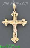 14K Gold Crucifix Cross 3Color Dia-Cut Charm Pendant