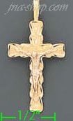 14K Gold Crucifix Cross 3Color Dia-Cut Charm Pendant