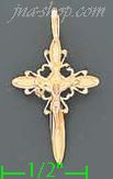 14K Gold Crucifix Cross 3Color Dia-Cut Charm Pendant