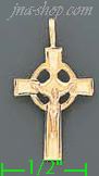 14K Gold Crucifix Cross 3Color Dia-Cut Charm Pendant