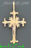 14K Gold Crucifix Cross 3Color Dia-Cut Charm Pendant