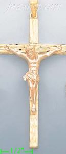 14K Gold Crucifix Cross 3Color Dia-Cut Charm Pendant