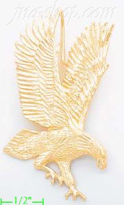 14K Gold Striking Eagle Dia-Cut Charm Pendant