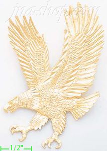 14K Gold Striking Eagle Dia-Cut Charm Pendant