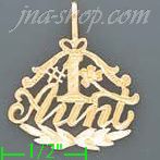 14K Gold #1 Aunt w/Flower Dia-Cut Charm Pendant
