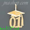 14K Gold 01 Graduation Cap Dia-Cut Charm Pendant