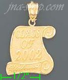 14K Gold Class of 2002 Diploma Dia-Cut Charm Pendant