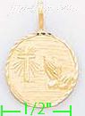 14K Gold Praying Hands & Holy Cross Dia-Cut Charm Pendant