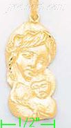14K Gold Madonna & Child Dia-Cut Charm Pendant