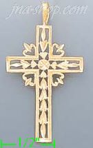 14K Gold Cross Dia-Cut Charm Pendant