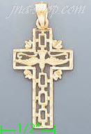 14K Gold Cross w/Holy Spirit Dove Dia-Cut Charm Pendant