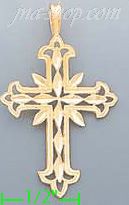 14K Gold Cross Dia-Cut Charm Pendant