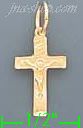 14K Gold Cross Crucifix Dia-Cut Charm Pendant