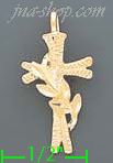 14K Gold Cross Wrapped w/Leaves Dia-Cut Charm Pendant