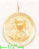 14K Gold Virgin Dia-Cut Charm Pendant