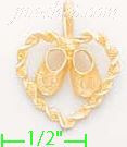 14K Gold Shoes in Rope Heart Dia-Cut Charm Pendant