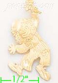 14K Gold Clown Dia-Cut Charm Pendant