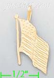 14K Gold U.S. Flag Dia-Cut Charm Pendant