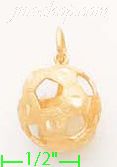 14K Gold Soccerball Dia-Cut Charm Pendant