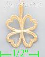 14K Gold Four-leaf Clover Dia-Cut Charm Pendant